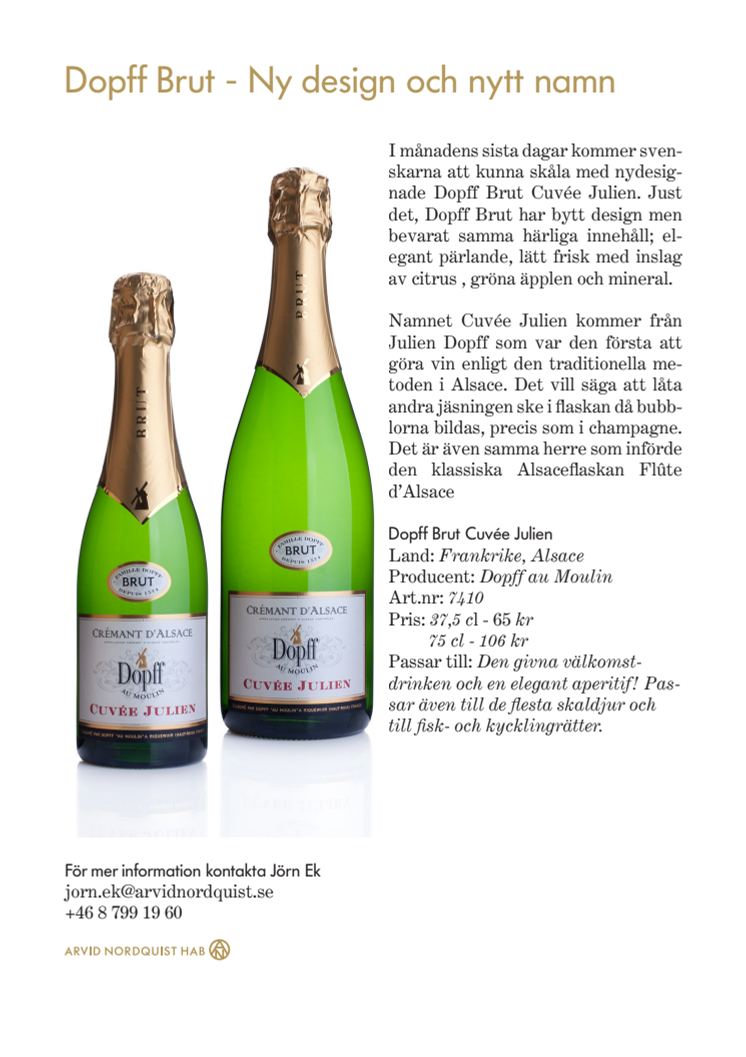 Dopff Brut Cuvée Julien - Ny design och nytt namn