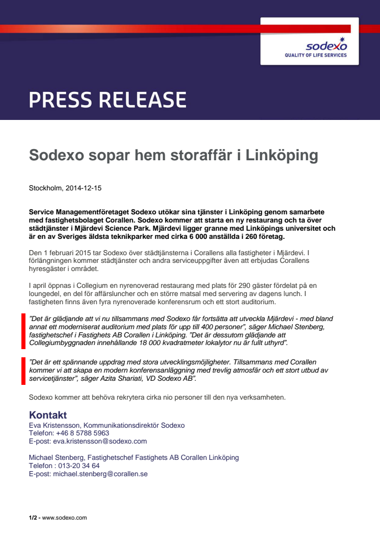 Sodexo sopar hem storaffär i Linköping