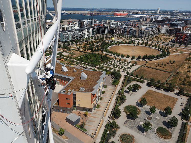 Fasadarbete på Turning Torso 