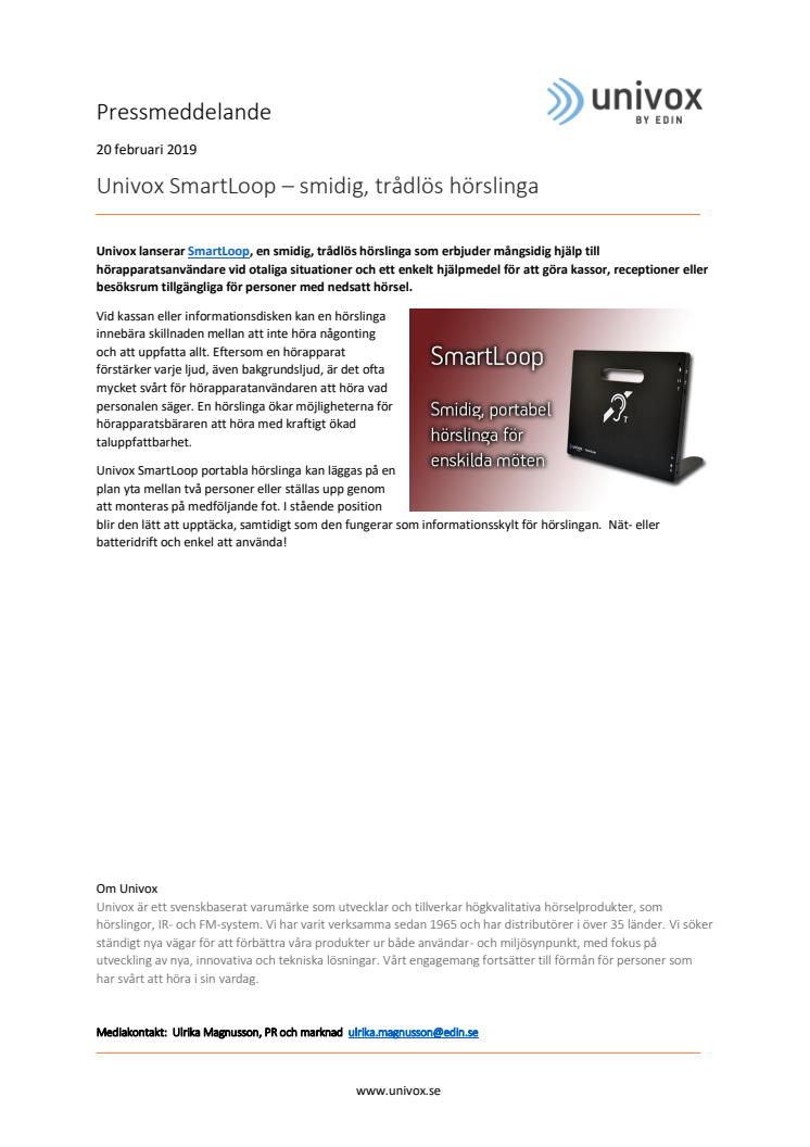 Univox SmartLoop – smidig, trådlös hörslinga 