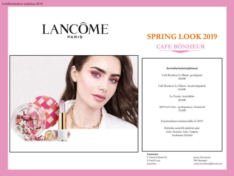 Lehdistötiedote Lancôme Spring Look 2019