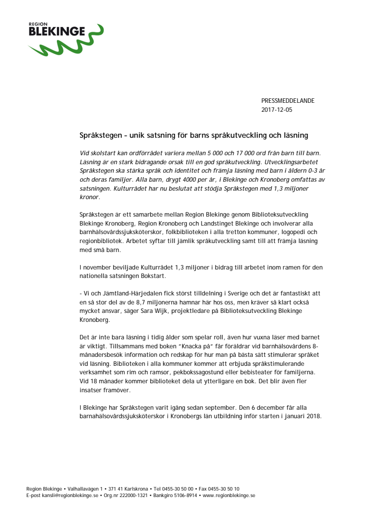 Språkstegen – unik satsning för barns språkutveckling och läsning