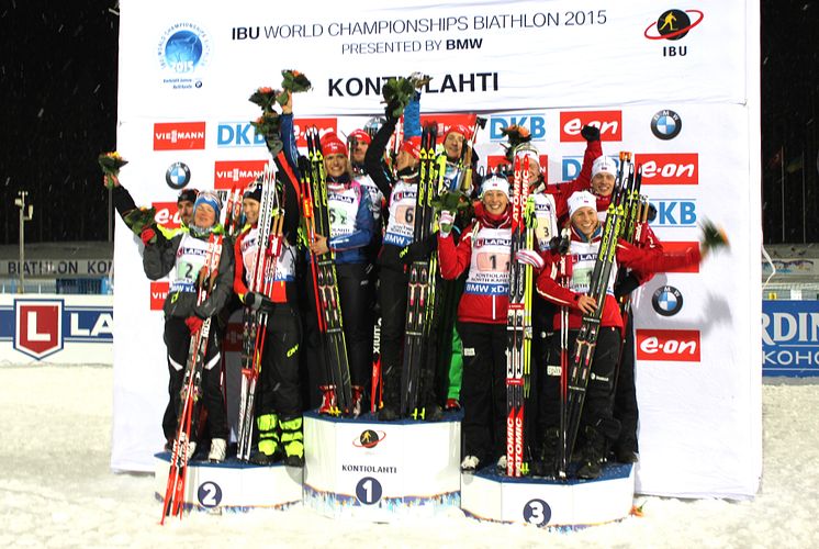 Mixed stafett, pallen, VM Kontiolahti 2015