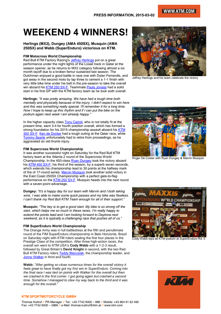 WEEKEND 4 WINNERS!