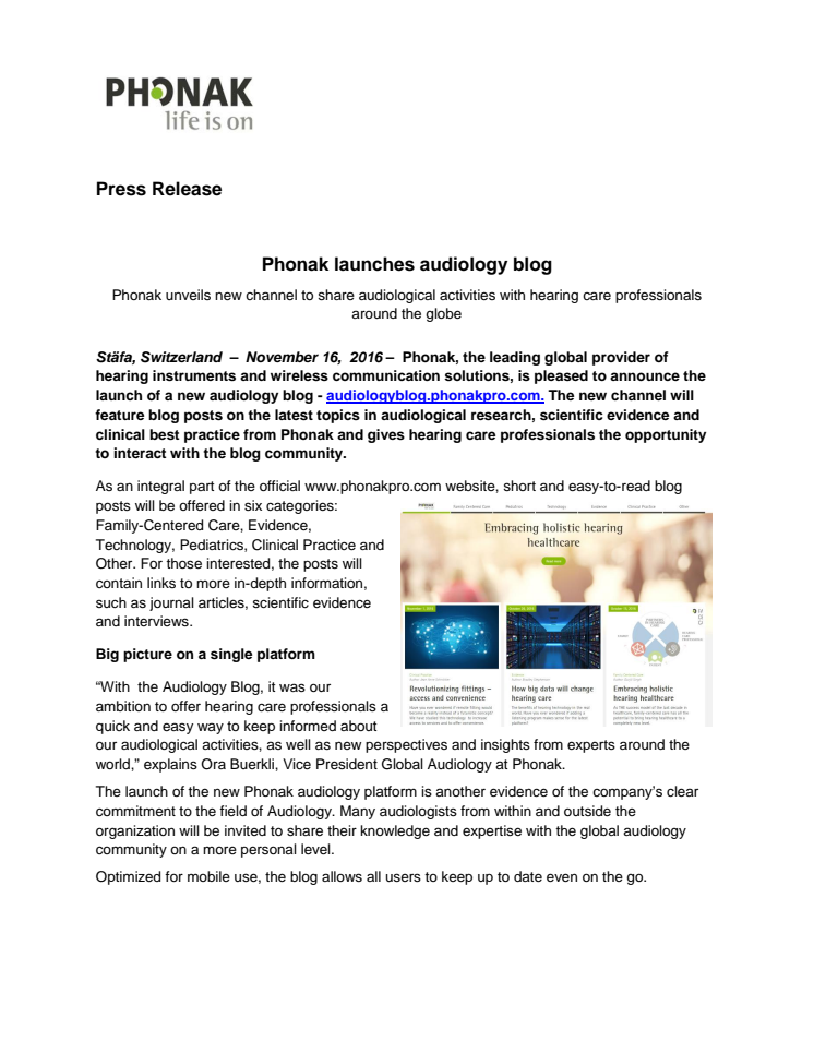 Phonak lanserar audiologi-blogg