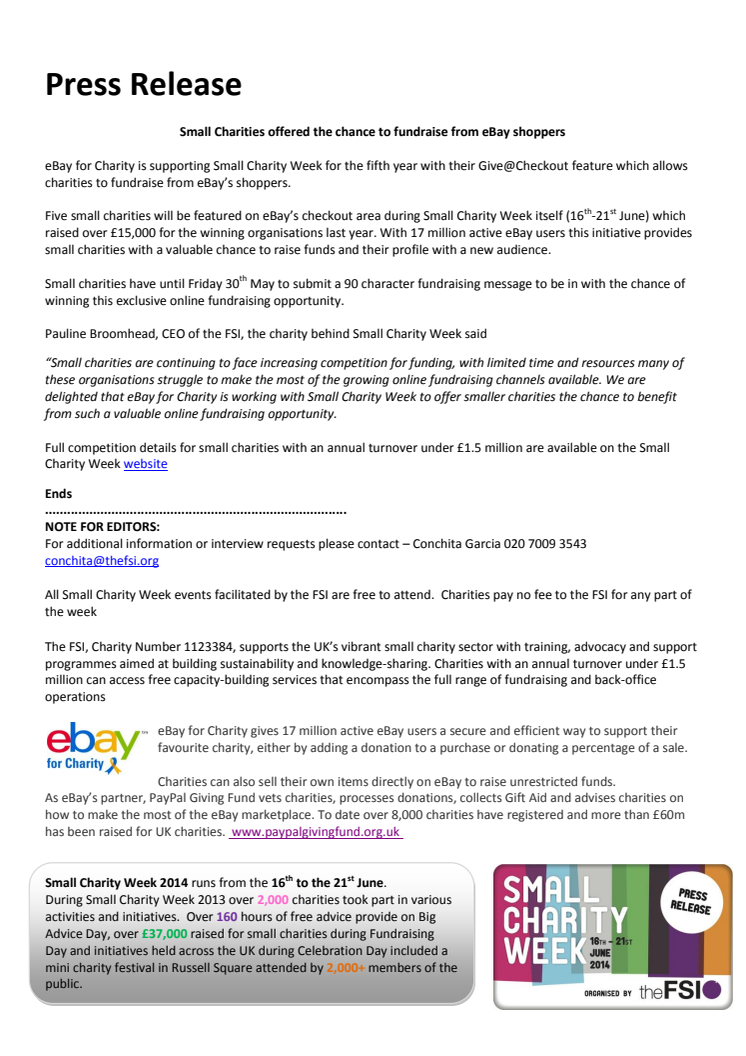 Small Charities offered the chance to fundraise from eBay shoppers