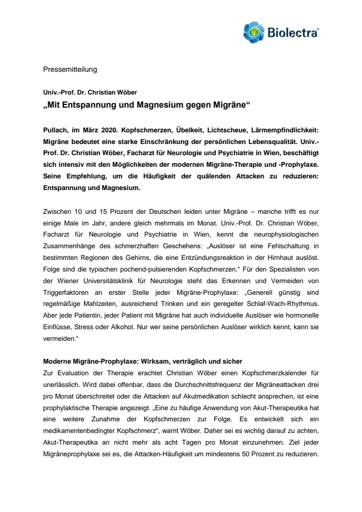 Mit Entspannung und Magnesium gegen Migräne