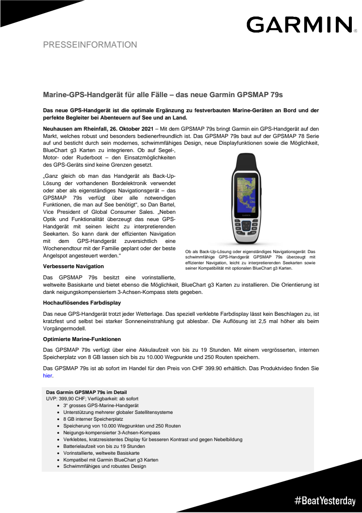 Pressemitteilung Garmin CH GPSMAP 79s