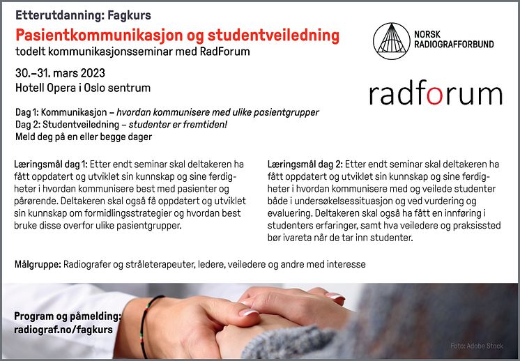 Annonse i Hold Pusten Pasientkommunikasjon og studentveiledning