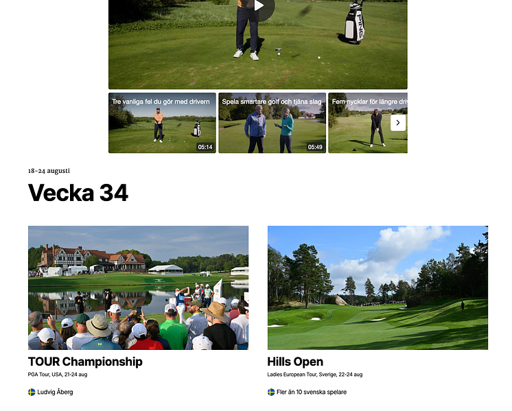 Svensk Golf webb screenshot