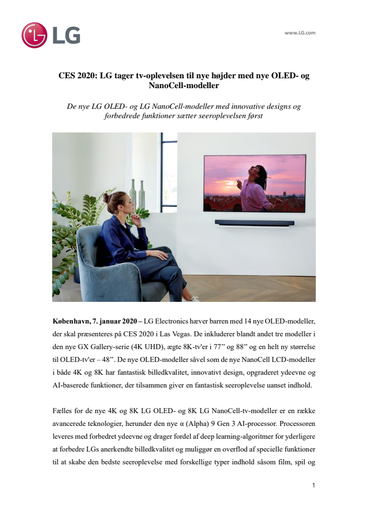 CES 2020: LG tager tv-oplevelsen til nye højder med nye OLED- og NanoCell-modeller