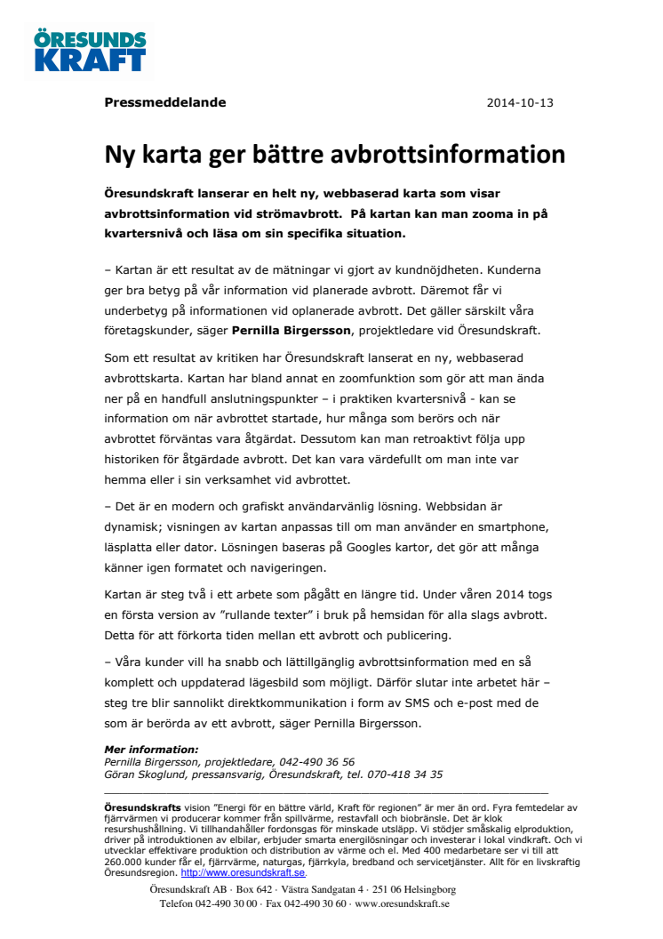 Ny karta ger bättre avbrottsinformation