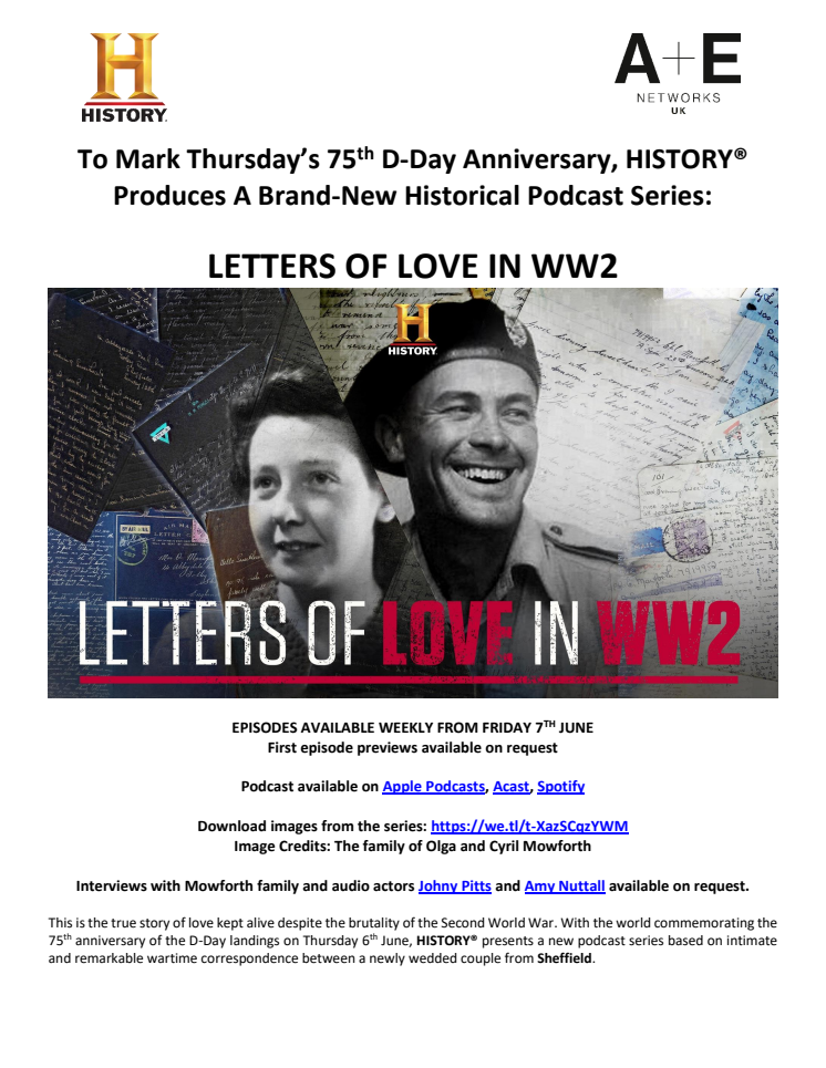 HISTORY Podcast release - LETTERS OF LOVE IN WW2 