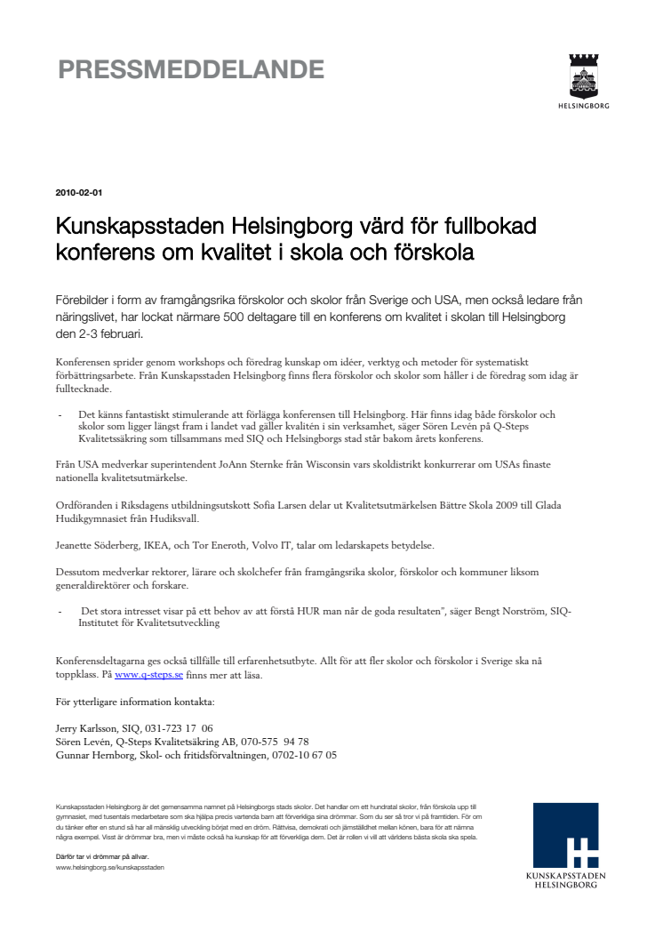 Kunskapsstaden Helsingborg värd för fullbokad konferens om kvalitet i skola och förskola