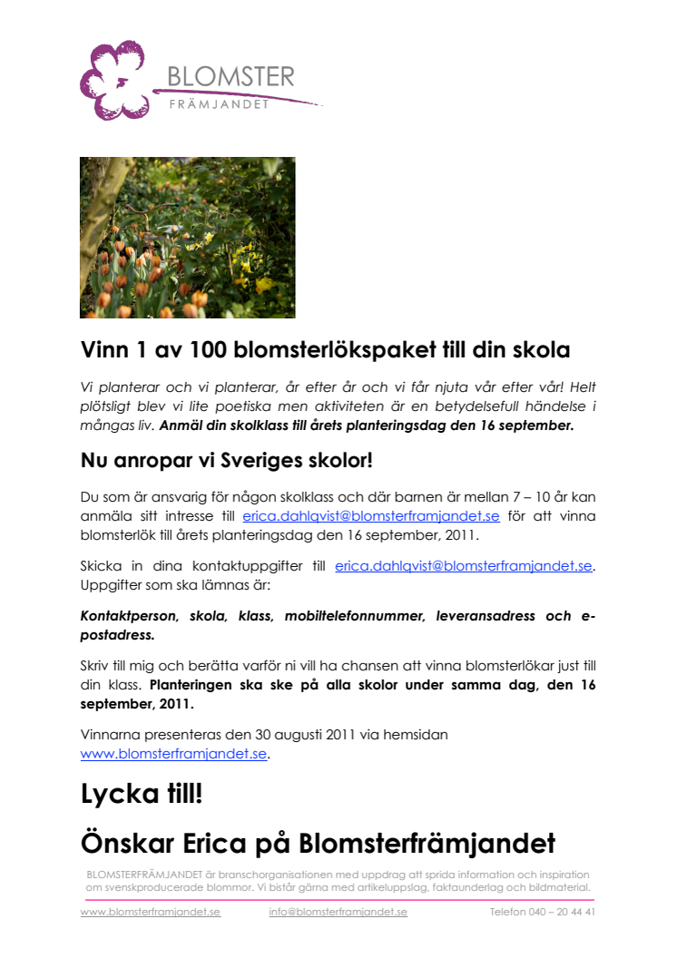 Vinn 1 av 100 blomsterlökspaket till din skola