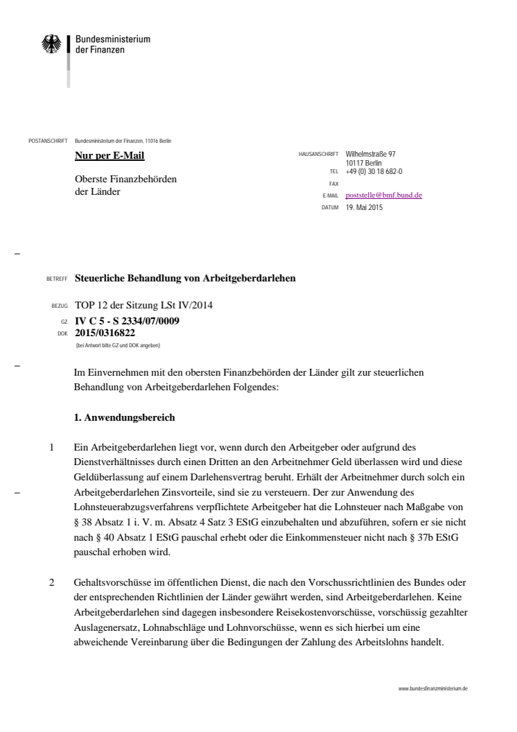 Neue Regelungen zu Arbeitgeberdarlehen - geldwerter Vorteil bei zinsverbilligten Darlehen