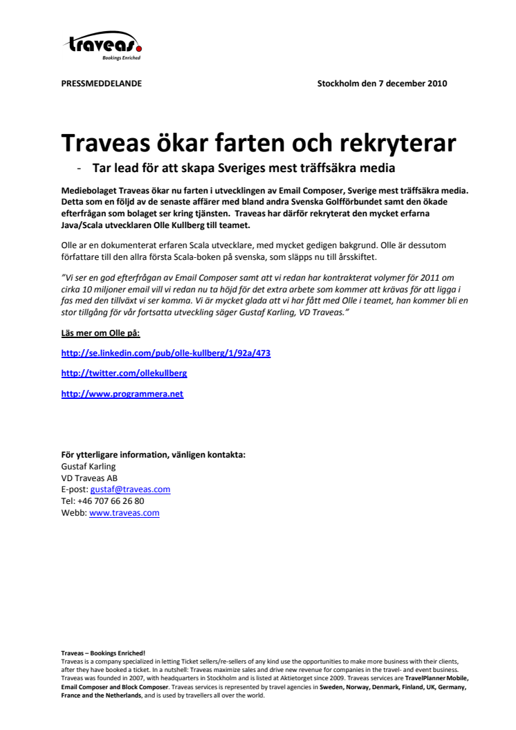 Traveas ökar farten och rekryterar 