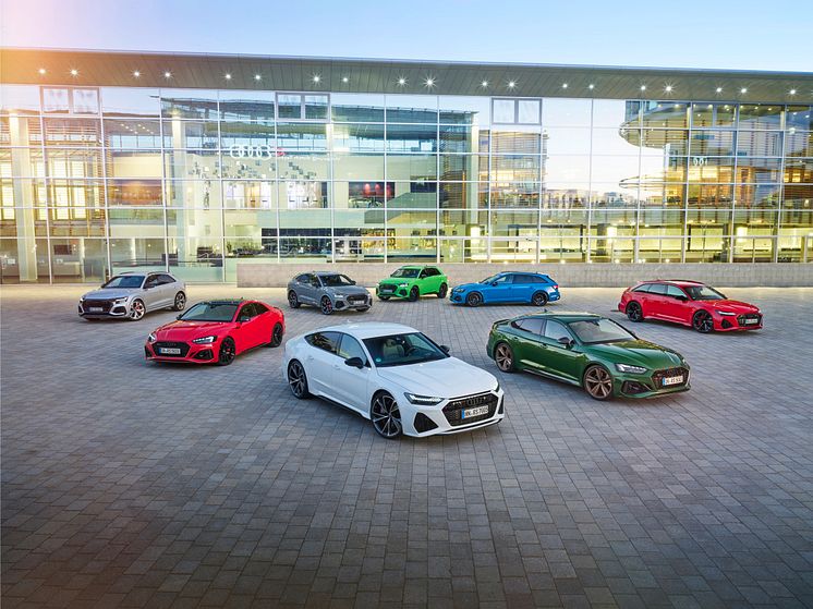 RS betyder altid quattro (RS Q8, RS 7 Sportback, RS 6 Avant, RS 5 Coupé, RS 5 Sportback, RS 4 Avant, RS Q3, RS Q3 Sportback)