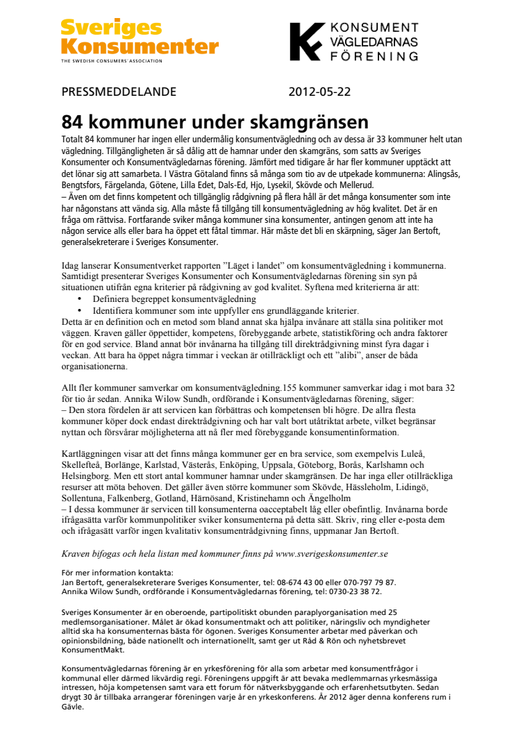 84 kommuner under skamgränsen