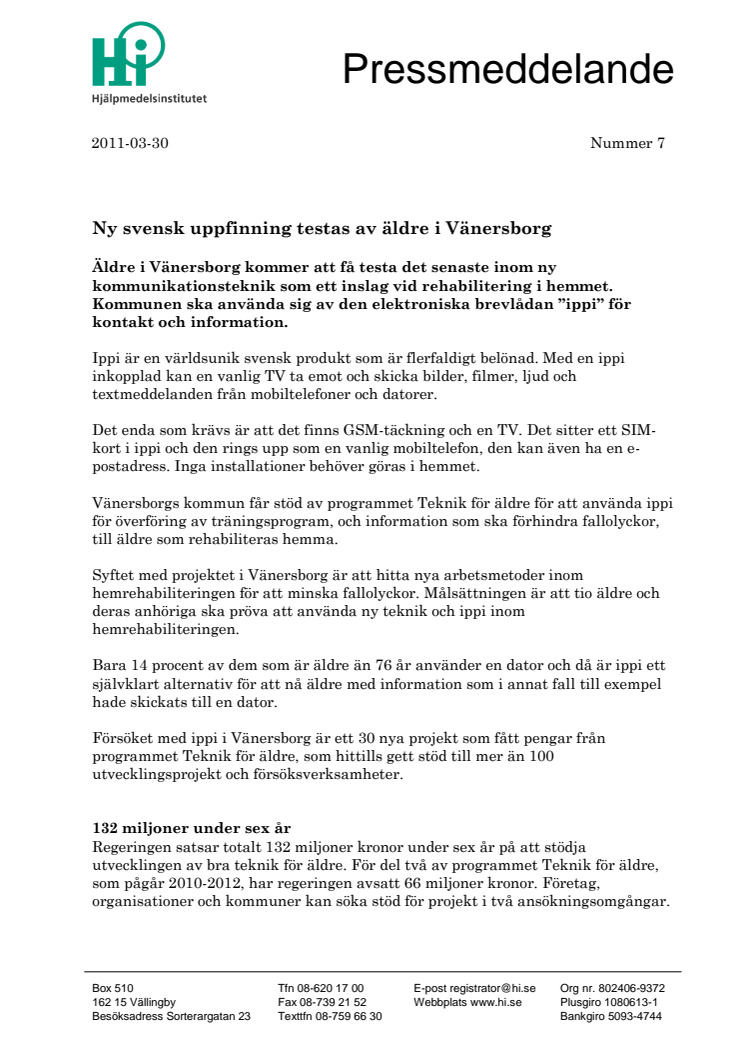 Ny svensk uppfinning testas av äldre i Vänersborg