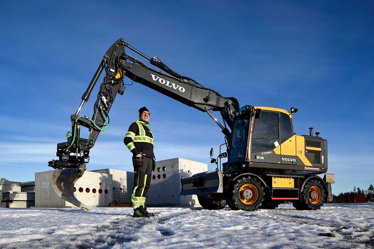 Volvo EW160E med Dig Assist hos Markresurserna i Sala