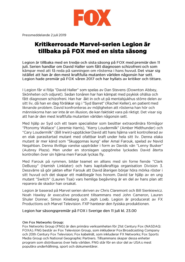 Kritikerrosade Marvel-serien Legion är  tillbaka på FOX med sin sista säsong