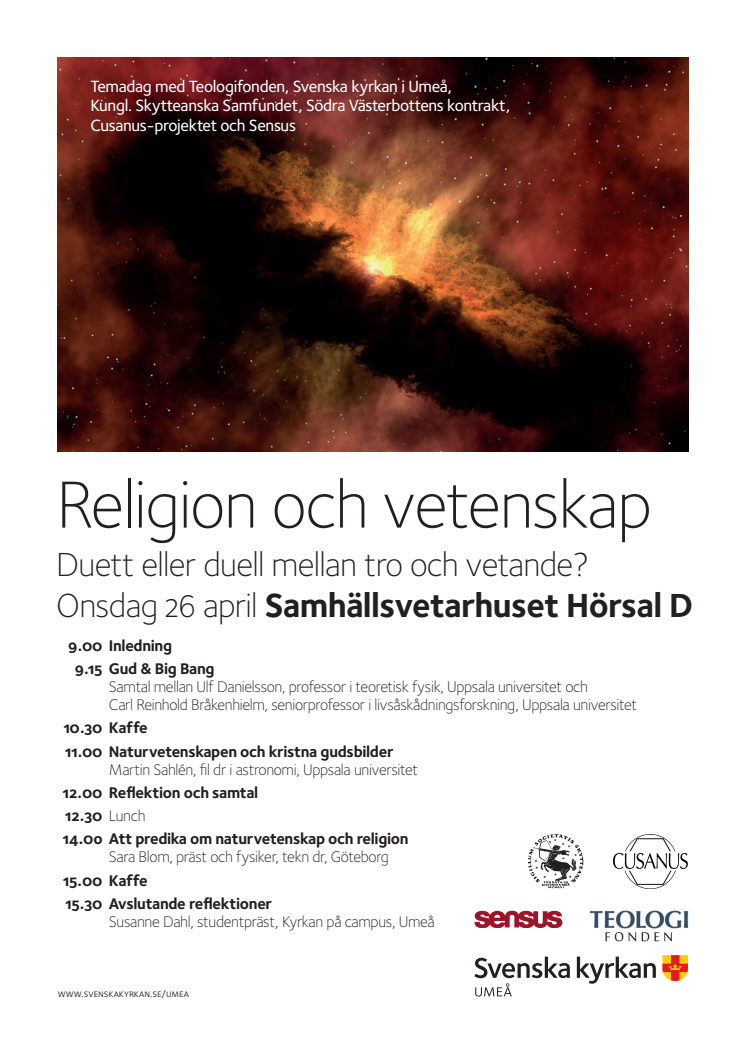 Inbjudan till temadag om religion och vetenskap