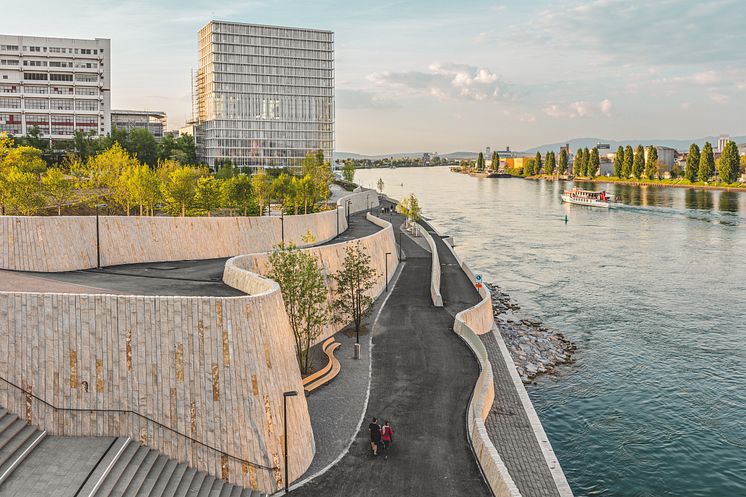 Basel Radweg: Der Elsässerrheinweg in Basel. 