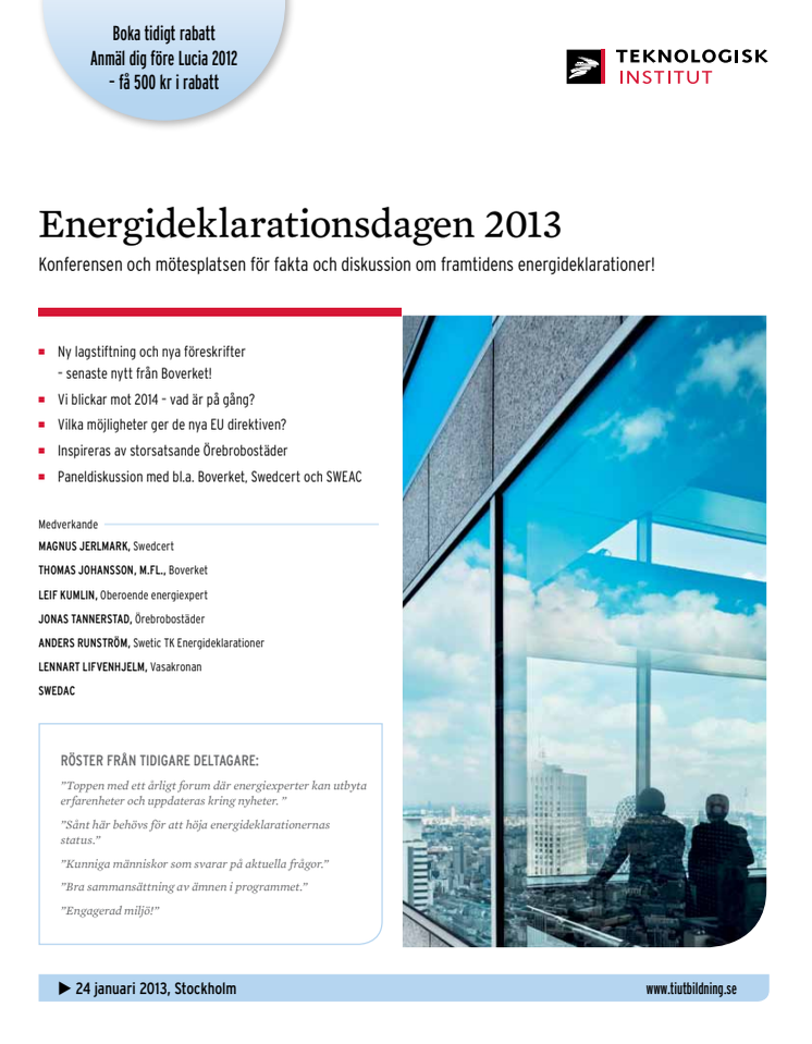 ENERGIDEKLARATIONSDAGEN – Konferens i Stockholm 24 januari 2013