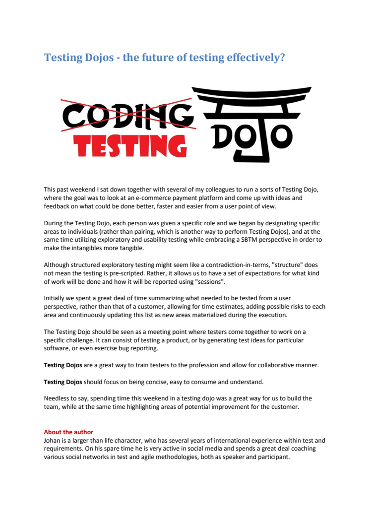 TestingDojo - the future of testing effectivly?