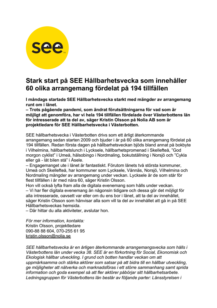 Stark start på SEE Hållbarhetsvecka som innehåller 60 olika arrangemang fördelat på 194 tillfällen 