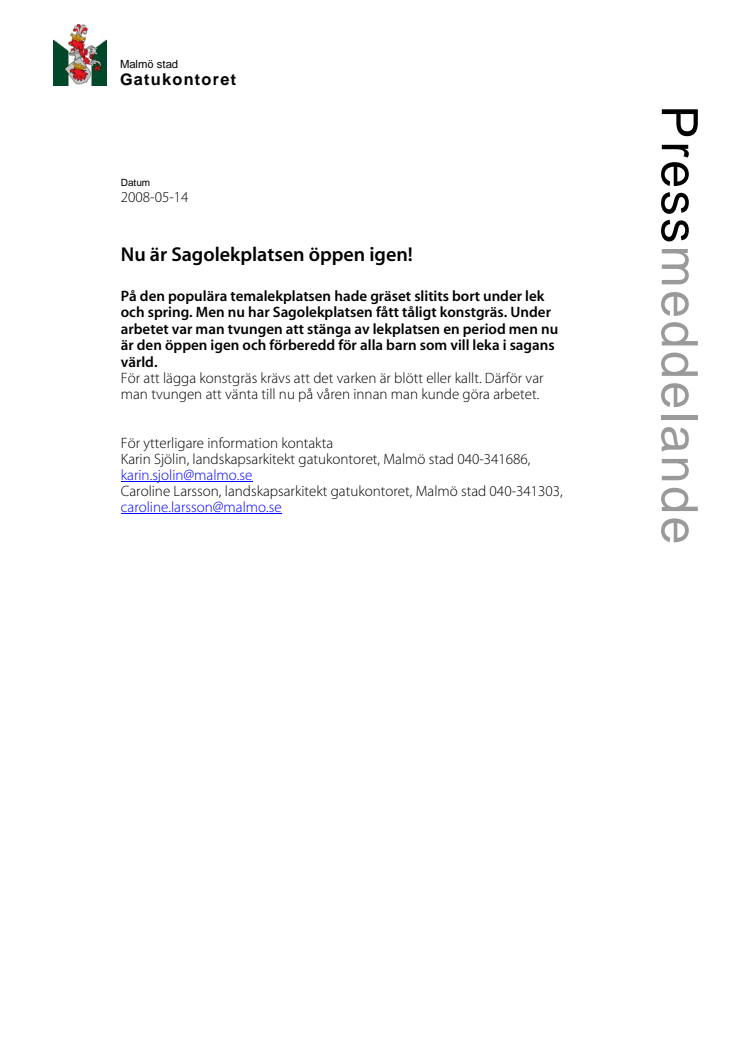 Nu är Sagolekplatsen öppen igen!