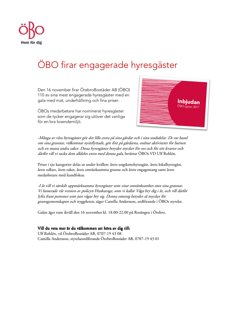 ÖBO firar engagerade hyresgäster 