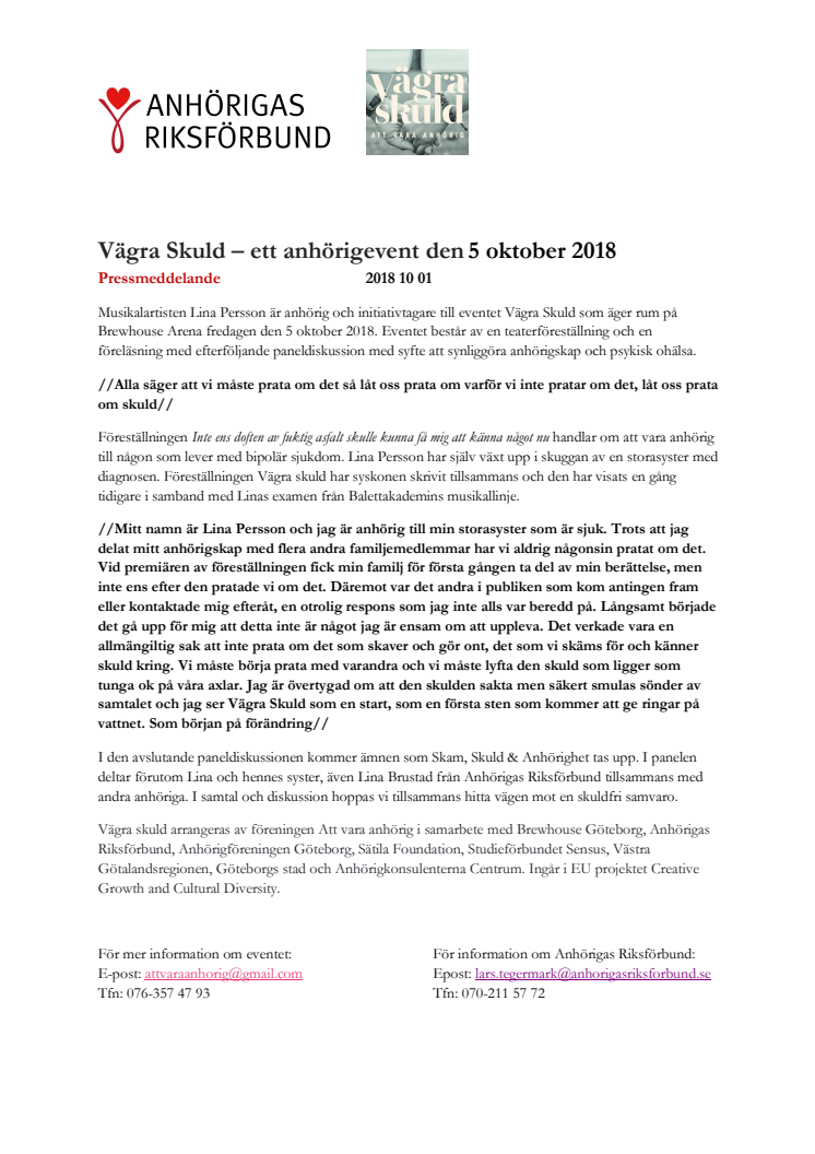 Vägra Skuld – ett anhörigevent 