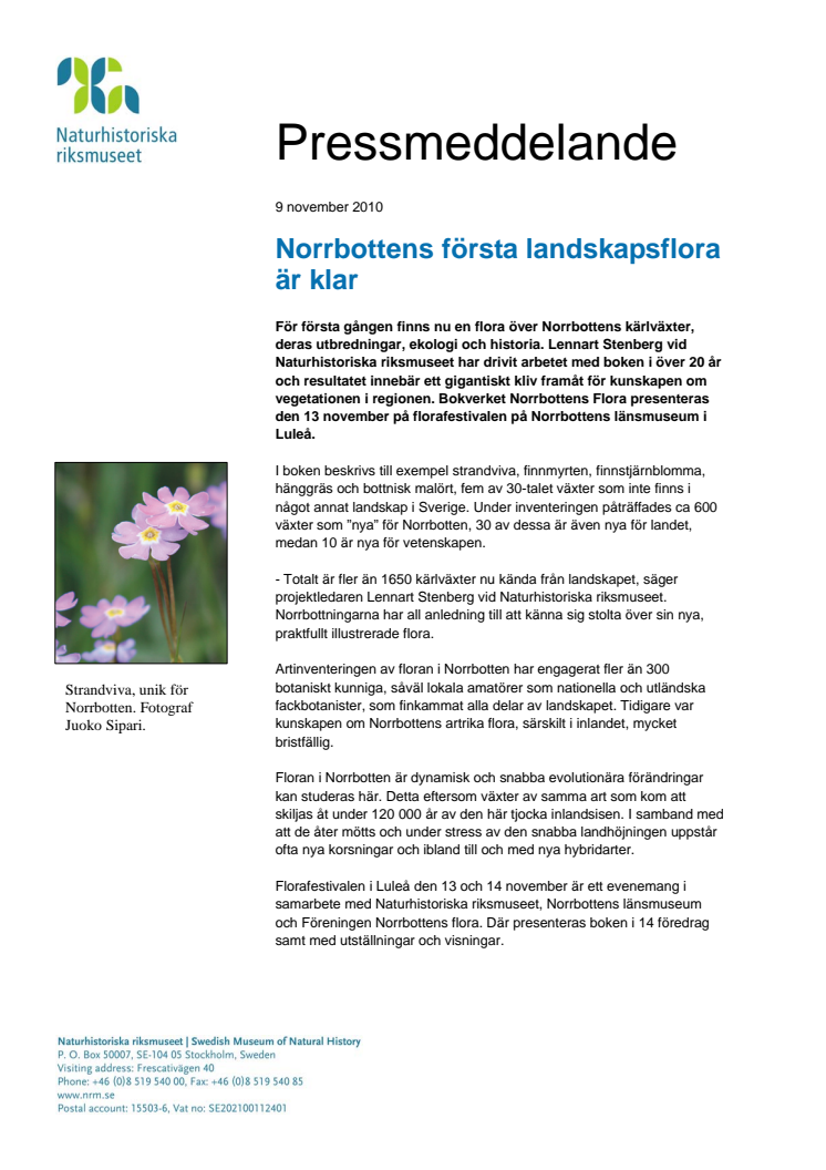 Norrbottens första landskapsflora är klar