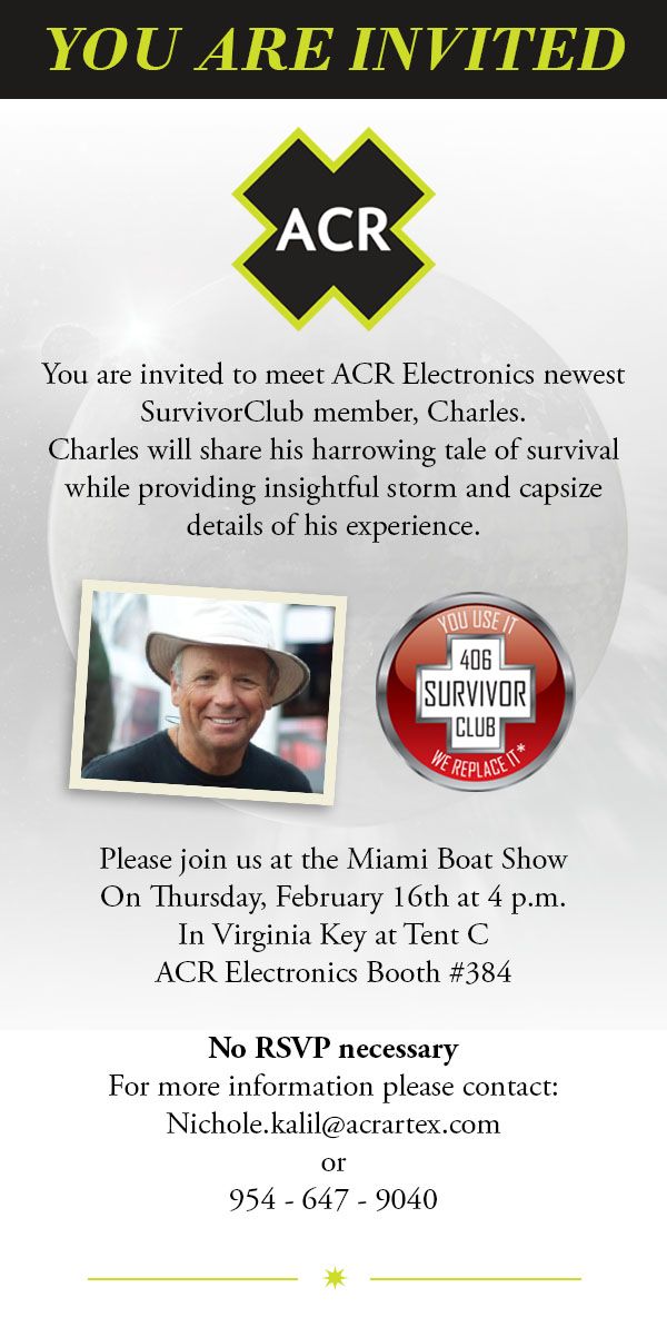 Image - Ocean Signal -  Invitation to ACR Electronics SurvivorClub event at Miami Boat Show