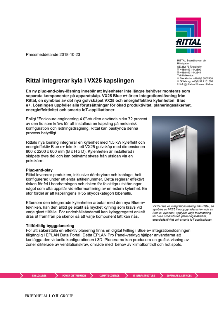 Rittal integrerar kyla i VX25 kapslingen