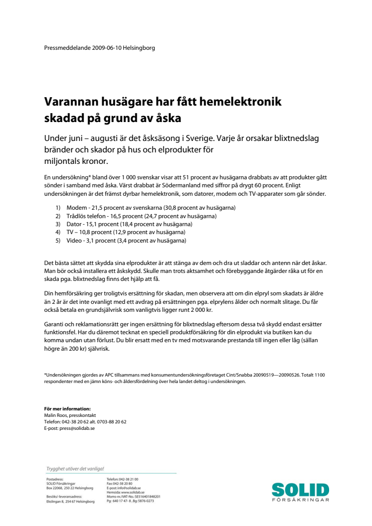 Varannan husägare har fått hemelektronik skadad på grund av åska
