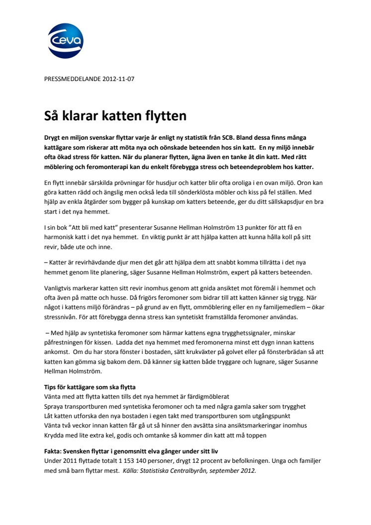 Så klarar katten flytten 