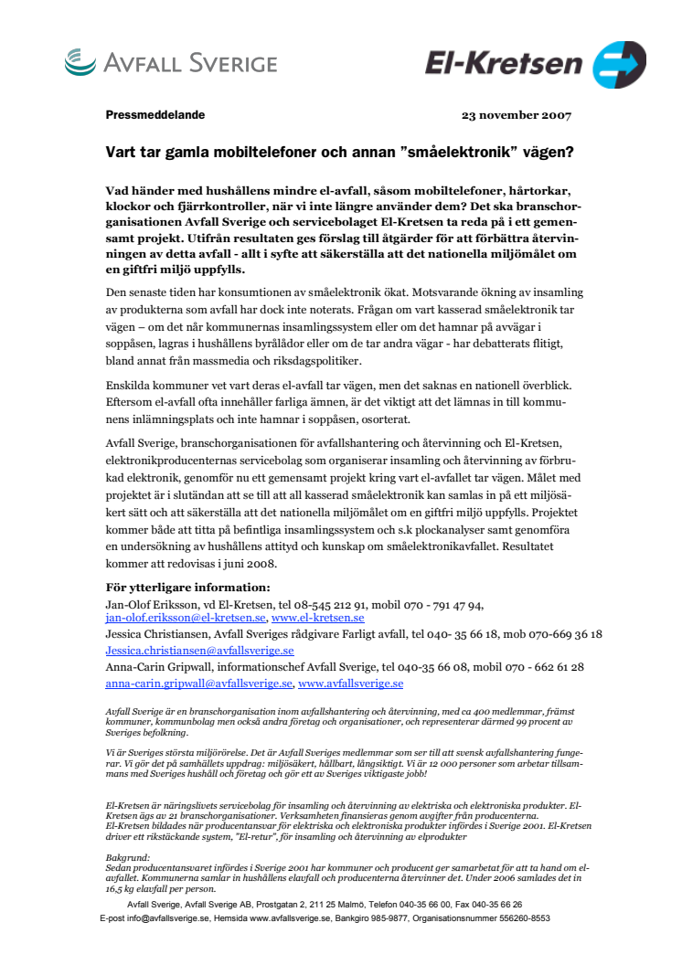 Vart tar gamla mobiltelefoner och annan ”småelektronik” vägen?