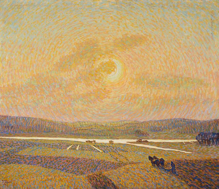 Ester Almqvist, Novemberplöjning, 1914. Olja på duk, 112 x 128,5 cm. Jönköpings läns museum.