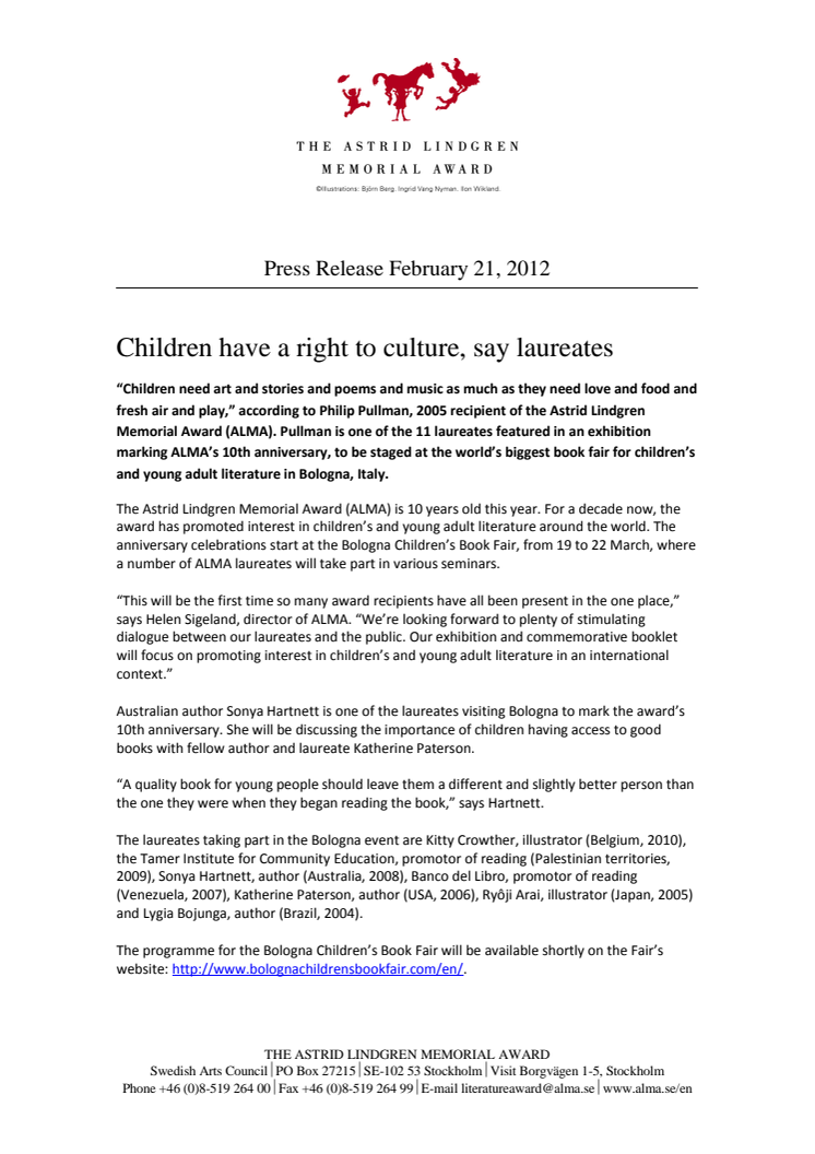 Children have a right to culture, say laureates
