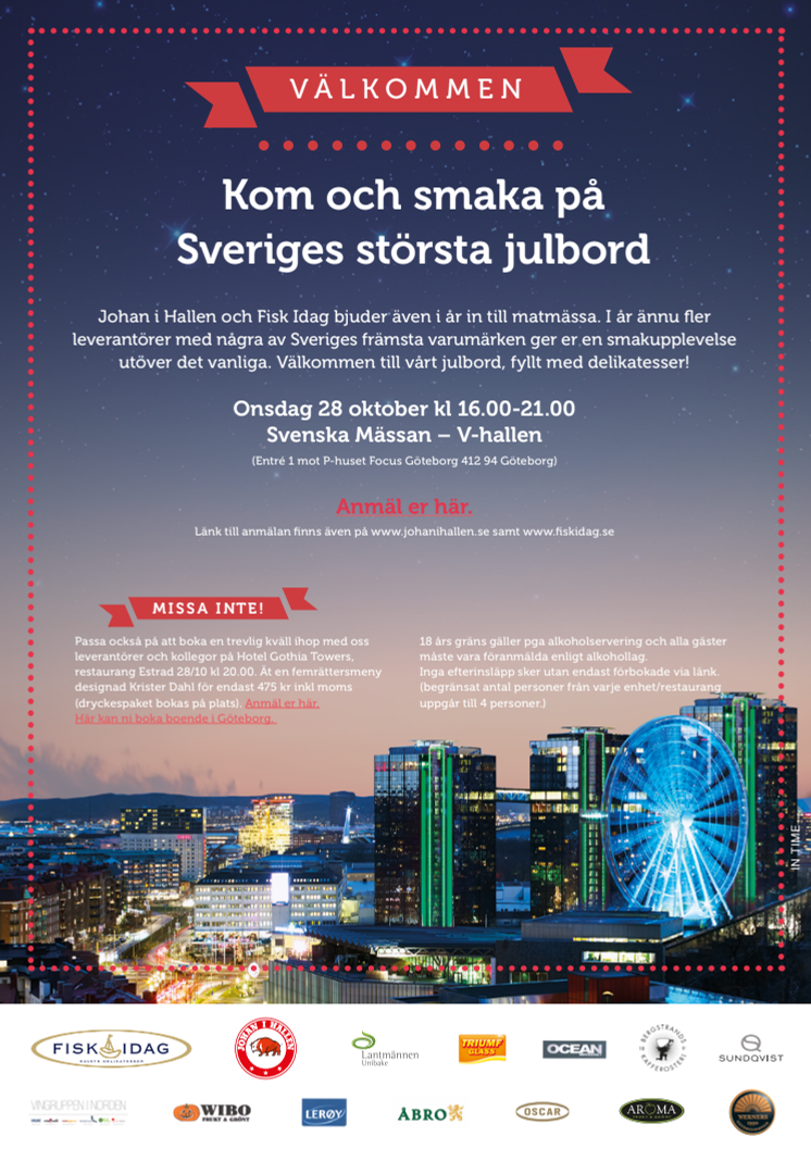 Inbjudan Sveriges största julbord 2015