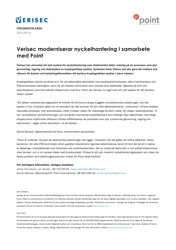 Verisec moderniserar nyckelhantering i samarbete med Point