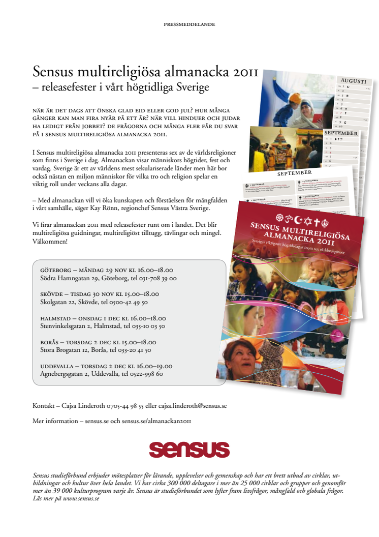 Releasefester för Sensus multireligiösa almanacka 2011