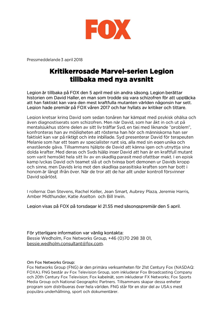 Kritikerrosade Marvel-serien Legion tillbaka med nya avsnitt