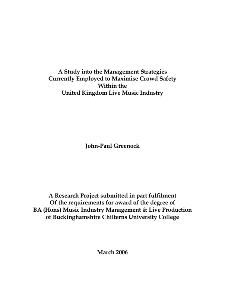 John-Paul Greenock: Business Management Dissertation