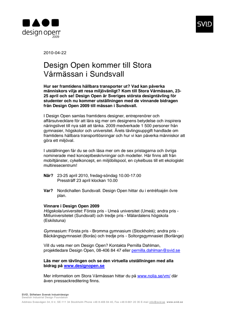 Design Open kommer till Stora Vårmässan i Sundsvall