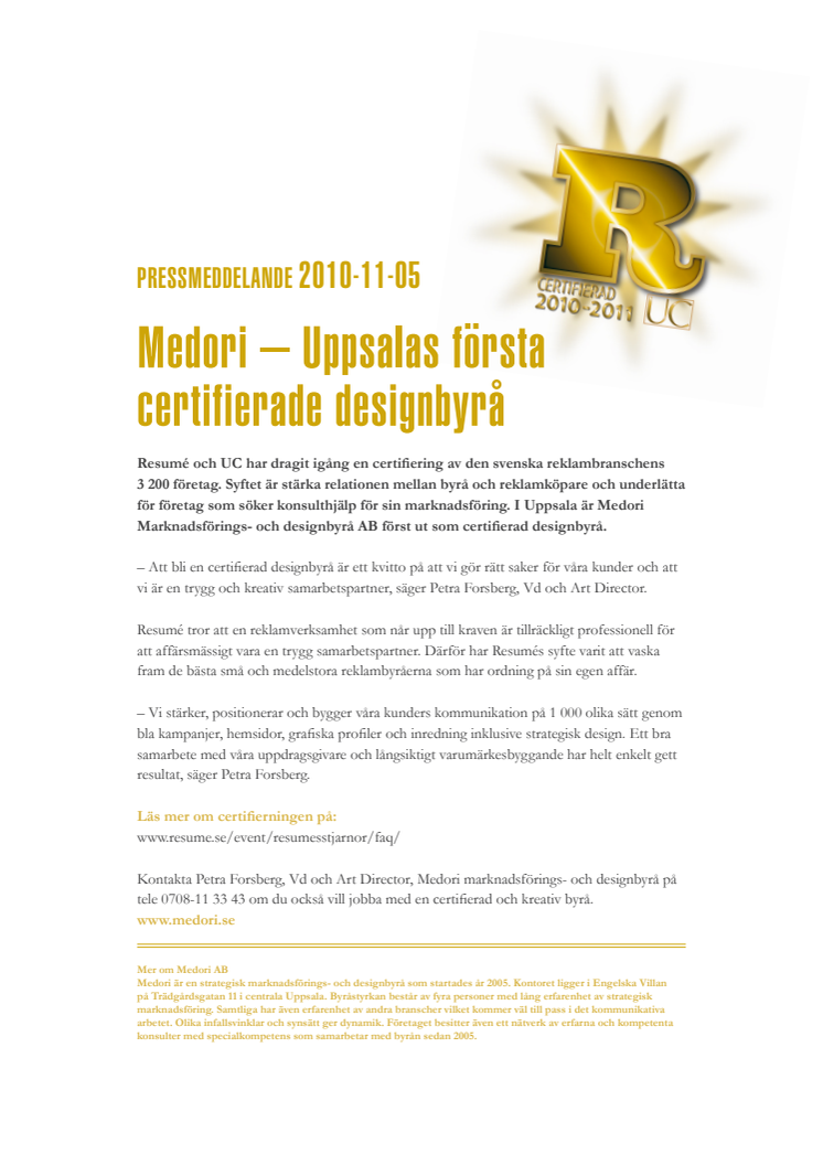 Medori – Uppsalas första  certifierade designbyrå