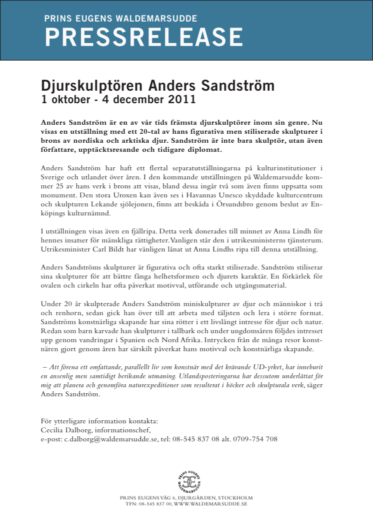 Djurskulptören Anders Sandström 